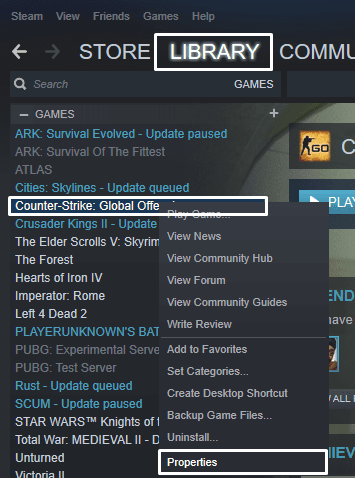 How to access CS:GO properties in Steam